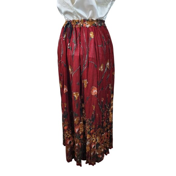 Vtg Floral Skirt Drawstring Waist Small Medium Large XL Floral Romantic Hippie - Picture 6 of 9
